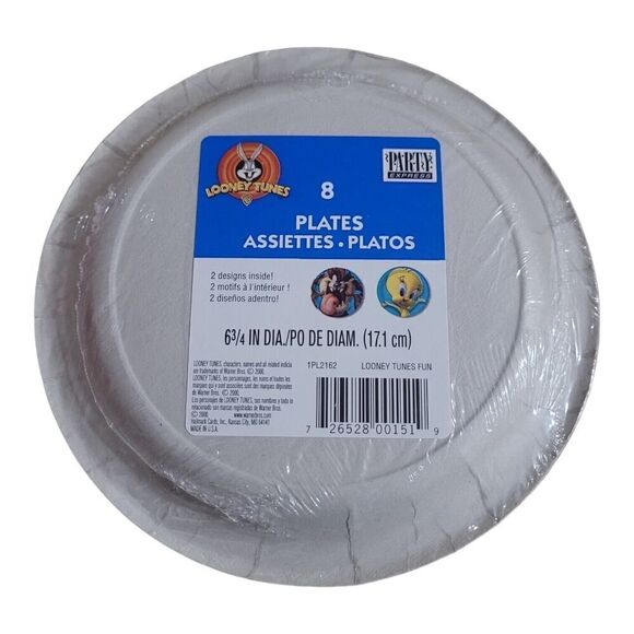 Vintage looney tunes Taz Tweety Party Express Snack Cake Plates (8) Retro Y2K - Picture 2 of 2